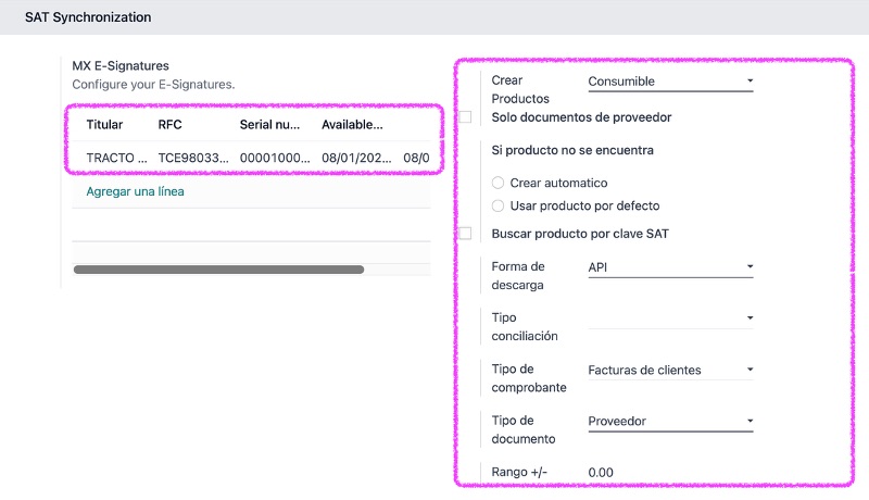 Configuración SAT synchronization con la FIEL