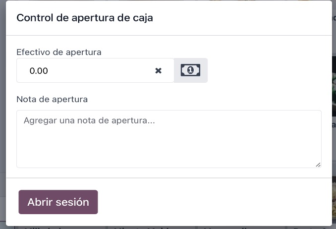 Control de apertura con monto inicial