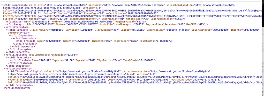 Anticipo timbrado con UUID