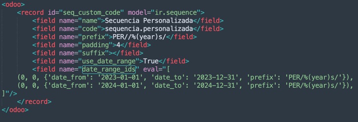 Definición XML con date_range_ids