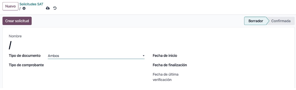 Crear nueva solicitud manual