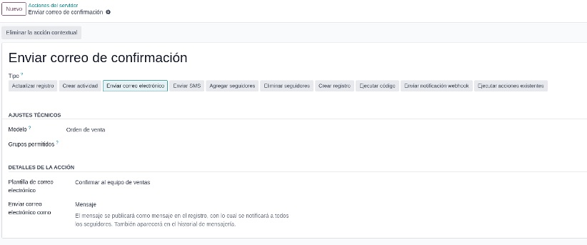 Configuración de envío automático