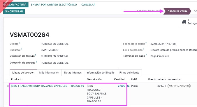 Estado de la venta para que cuente en la meta