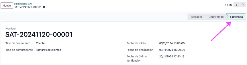 Estatus Finalizada