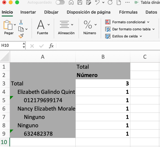 Exportación de tabla dinámica - paso 2