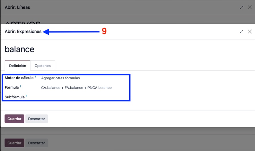 Configuración de expresiones en una línea