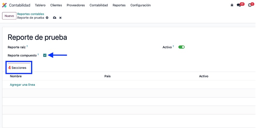Vista habilitado como reporte compuesto