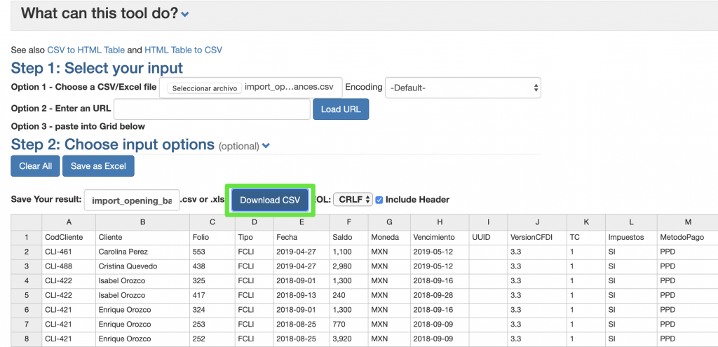 Guardar el archivo como CSV
