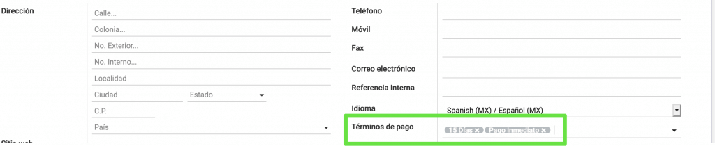 Plazos de pago autorizados al cliente
