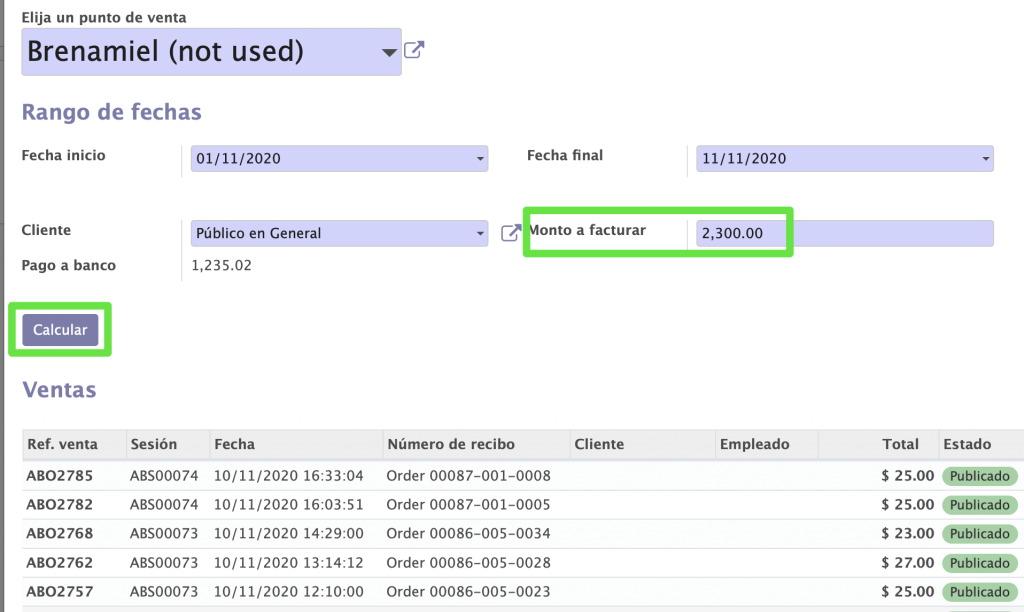 Asistente con campos configurados