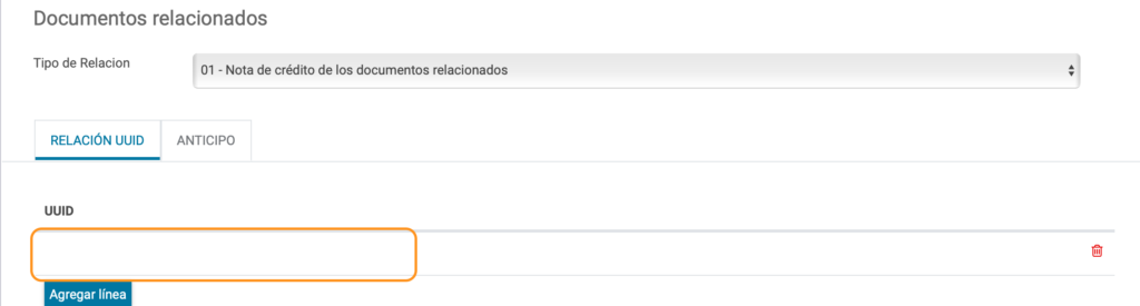 UUID de la factura origen