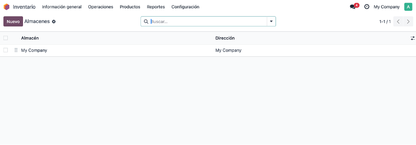 Configurar nuevo almacén