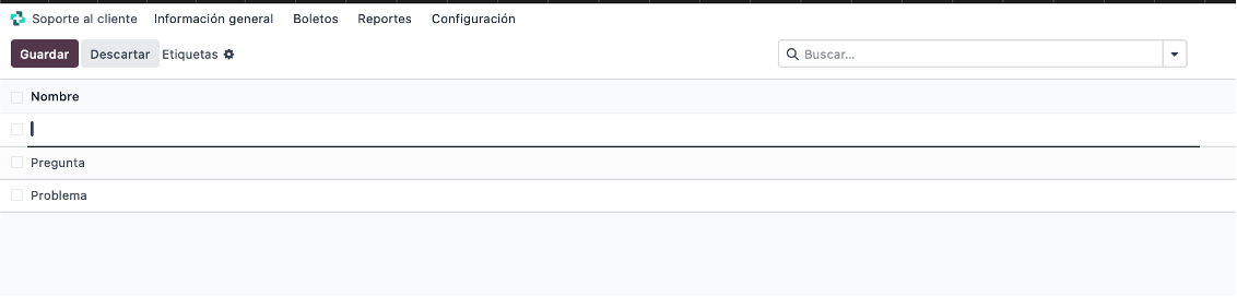Tipos de tickets configurables