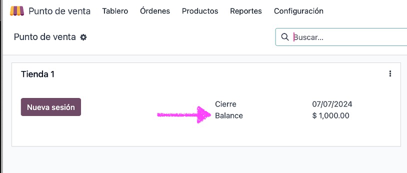 Panel inicial con caja lista para siguiente sesión