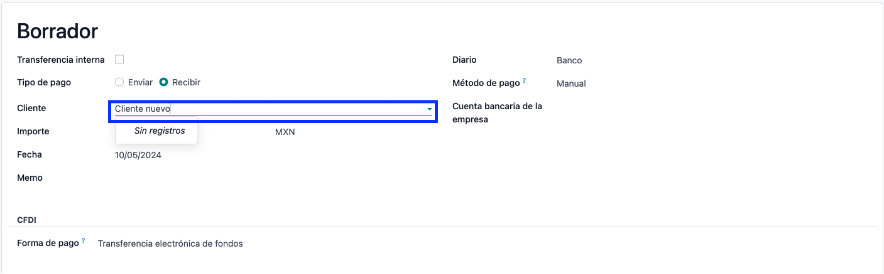 Pagos de cliente con creación bloqueada