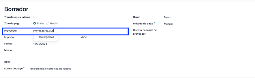 Pagos a proveedores con creación bloqueada