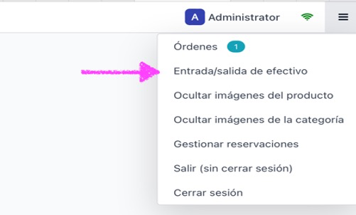 Sección de retiro de efectivo