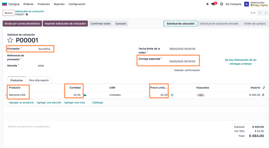 Solicitud de cotización generada automáticamente