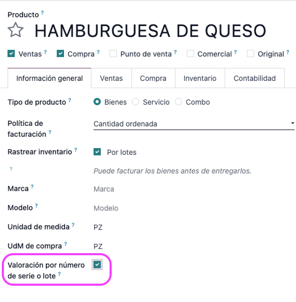 Activar valoración por número de serie o lote