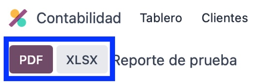 Botones para exportar a PDF y XLSX
